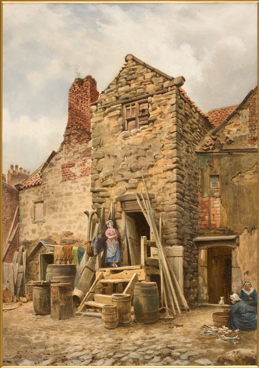 Old Sparrow Hall, Cullercoats (bodycolor, tužka a wc na papíře) od Thomas Miles Richardson