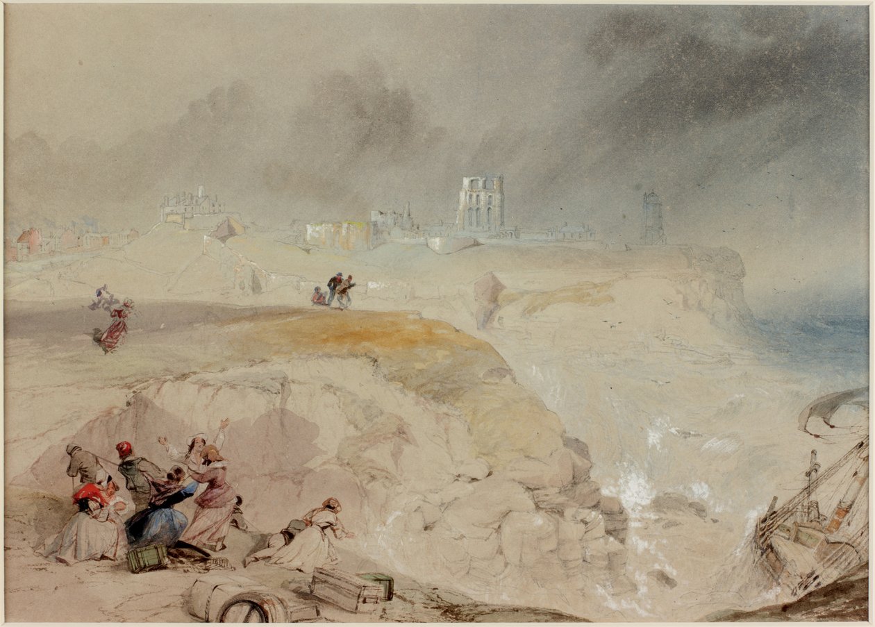Vrak Betsy Cains na skalách v Battery Point, Tynemouth (tělová barva a tužka a akvarel na papíře (na palubě)) od Thomas Miles Richardson