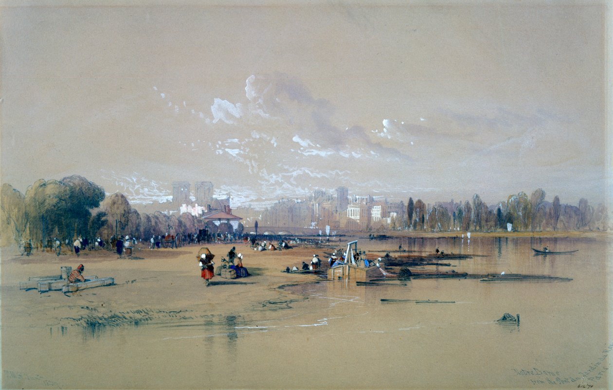 Notre Dame z mostu Královy zahrady, Paříž, c1835-1890 od Thomas Miles Richardson II
