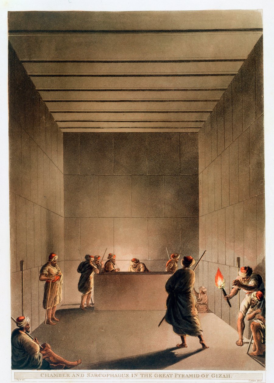 „Komora a sarkofág ve Velké pyramidě v Gíze“, Egypt, 1802 od Thomas Milton