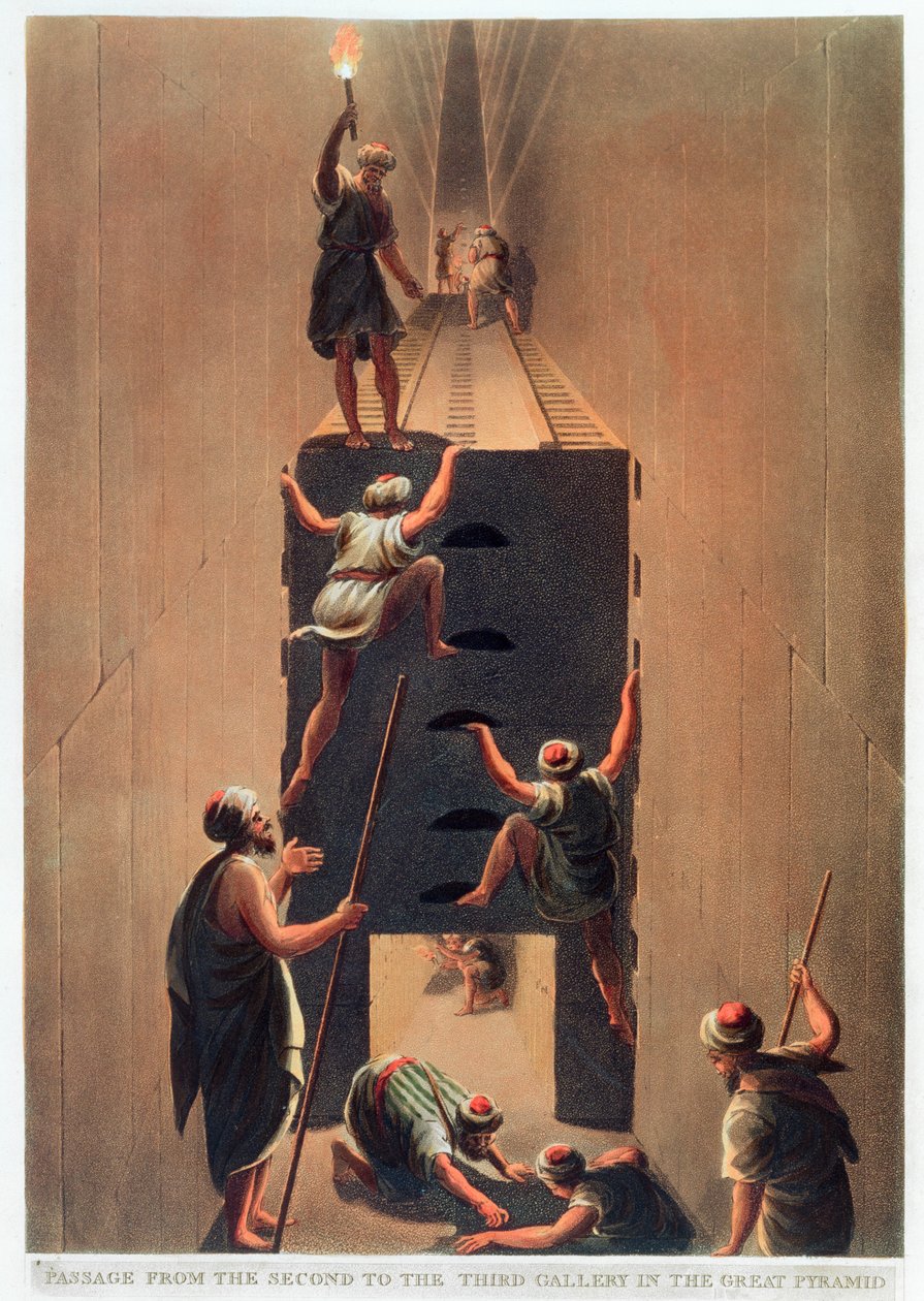 „Cesta z druhé do třetí galerie ve Velké pyramidě“, Gíza, Egypt, 1802 od Thomas Milton