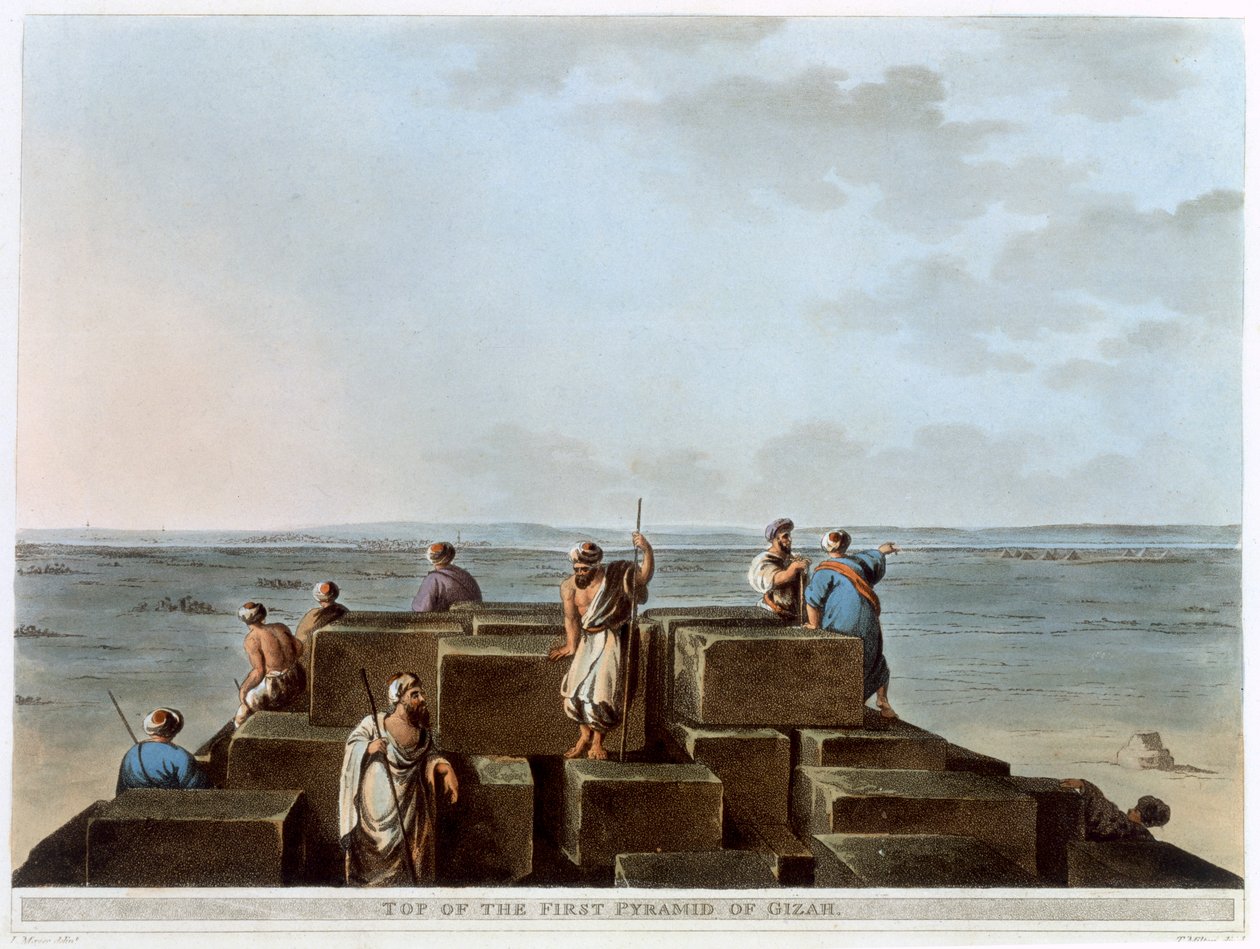 „Vrchol první pyramidy v Gíze“, Egypt, 1802 od Thomas Milton