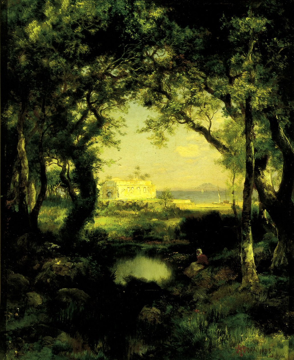 Mexická hacienda, jezero Cuitzeo, 1885. od Thomas Moran