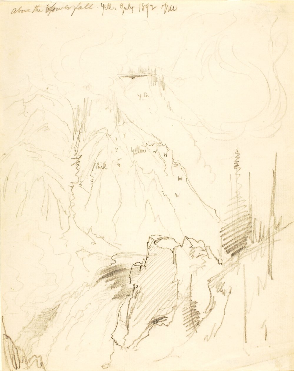 Nad Dolním vodopádem, Yellowstone od Thomas Moran