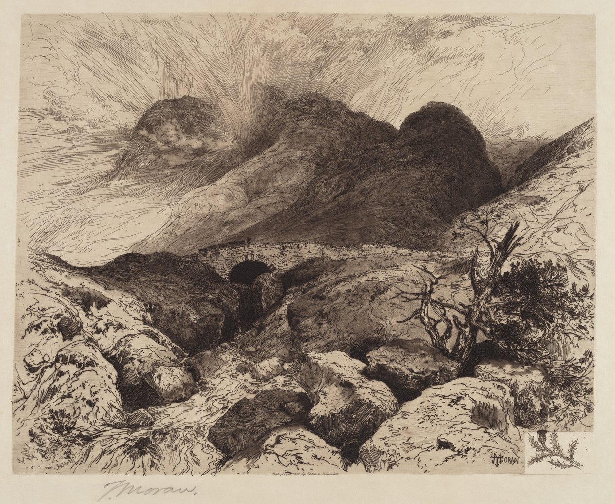 Most v průsmyku Glencoe – Skotsko od Thomas Moran