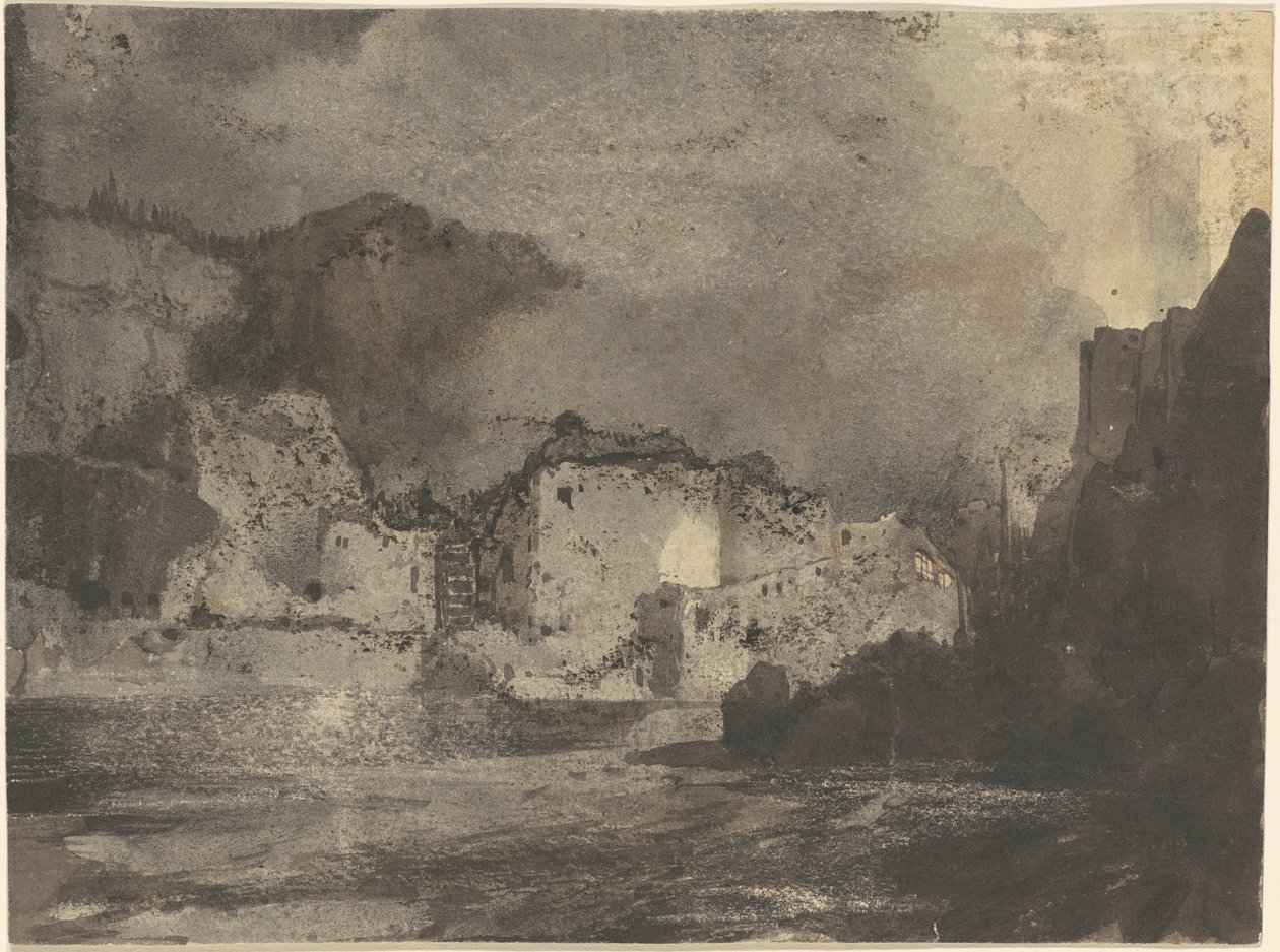 Budovy podle měsíčního svitu od Thomas Moran