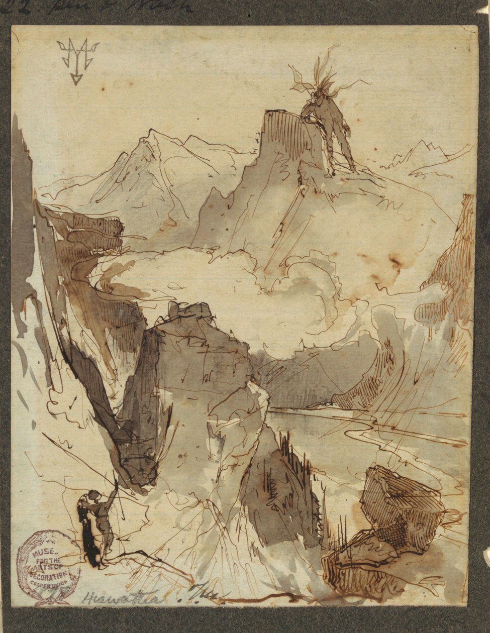 Kresba, Hiawatha vidí Mudjekeewis, 1870-75 od Thomas Moran