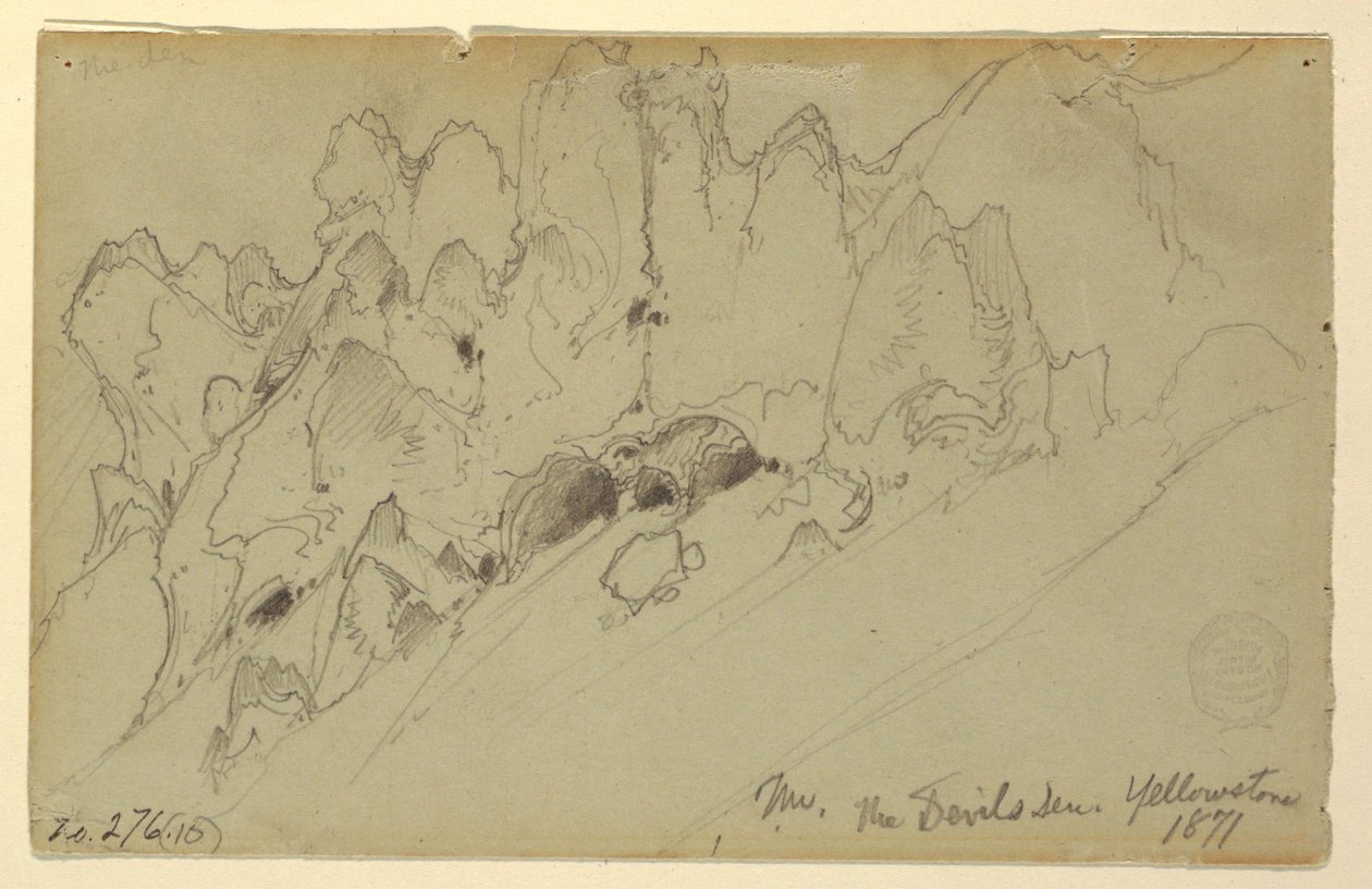 Kresba, Ďáblovo doupě, Yellowstone, 1871 od Thomas Moran