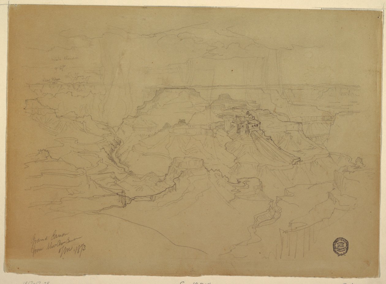 Kresba, Grand Canyon v dešti, 1873 od Thomas Moran