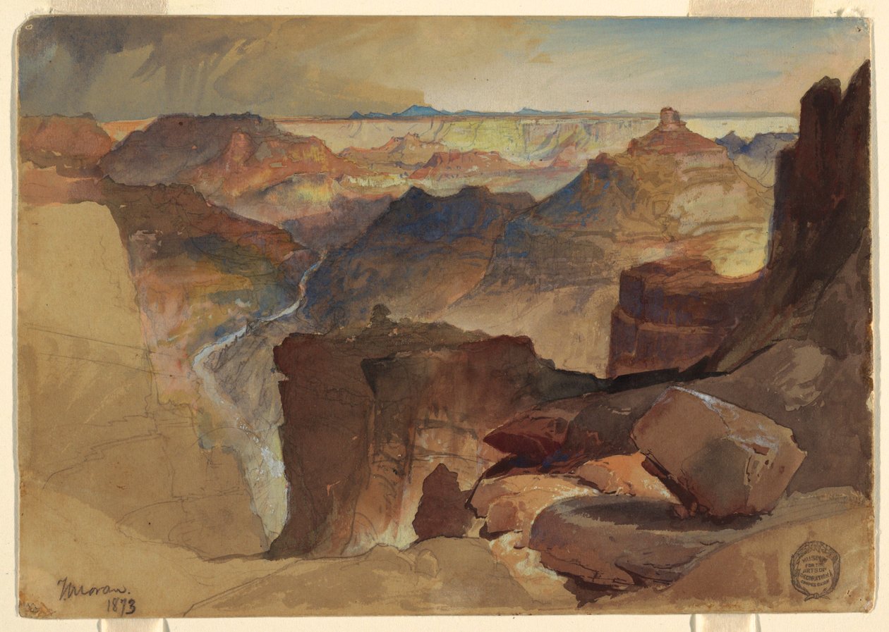 Kresba, Pohled z Powellovy plošiny, Grand Canyon, Colorado, 1873 od Thomas Moran