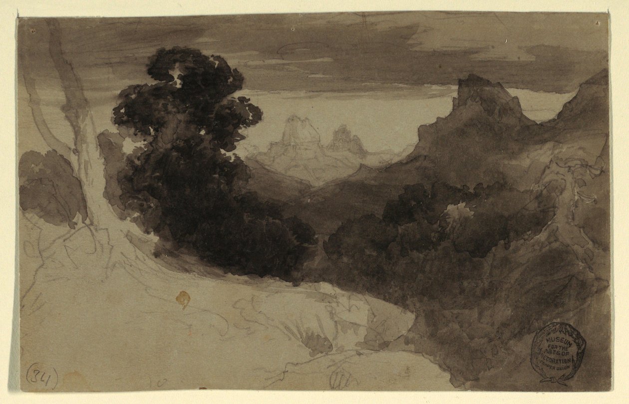 Kresba, Pohled na Tetony, Wyoming, 1874 od Thomas Moran