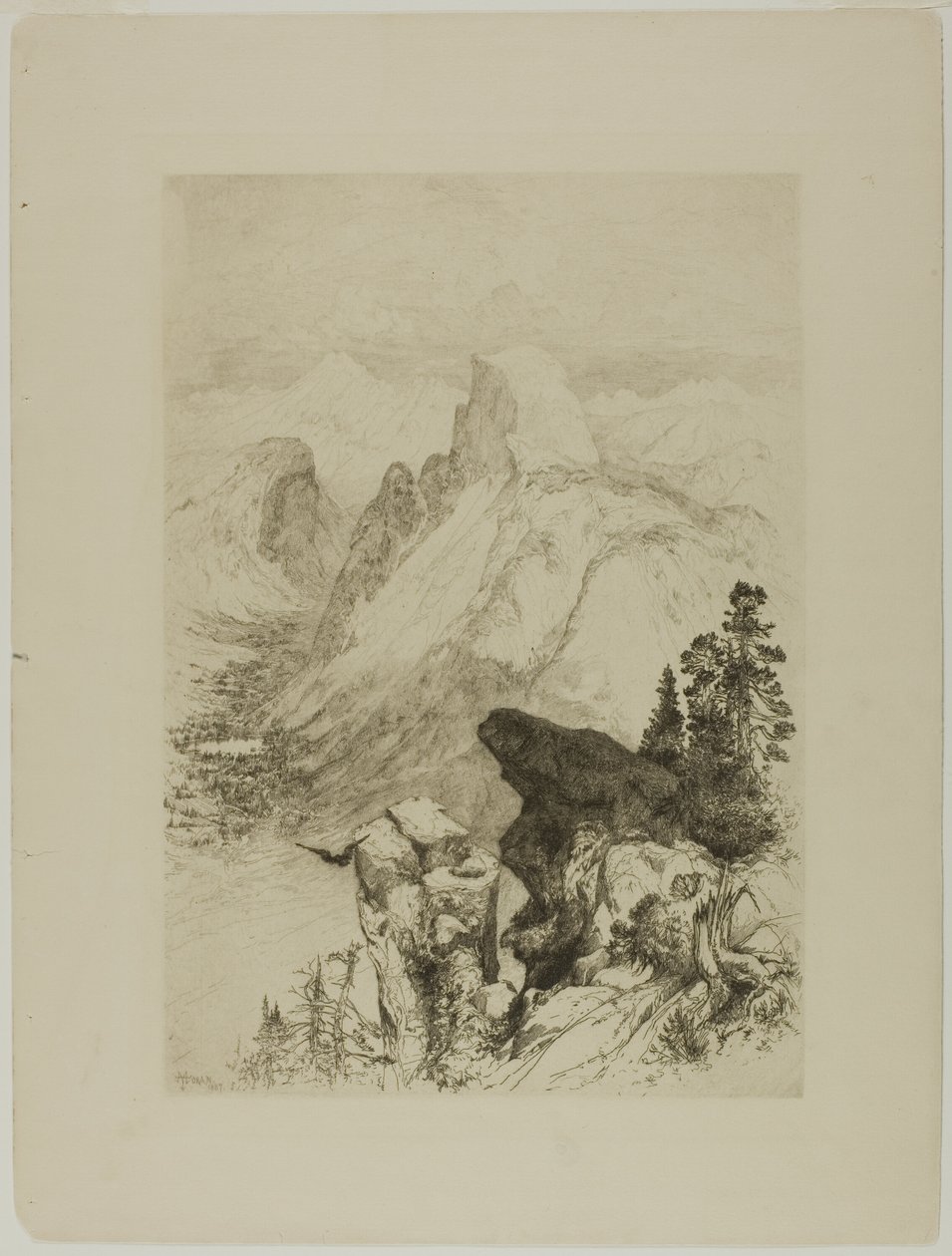 Half-Dome, pohled z Moran Point od Thomas Moran