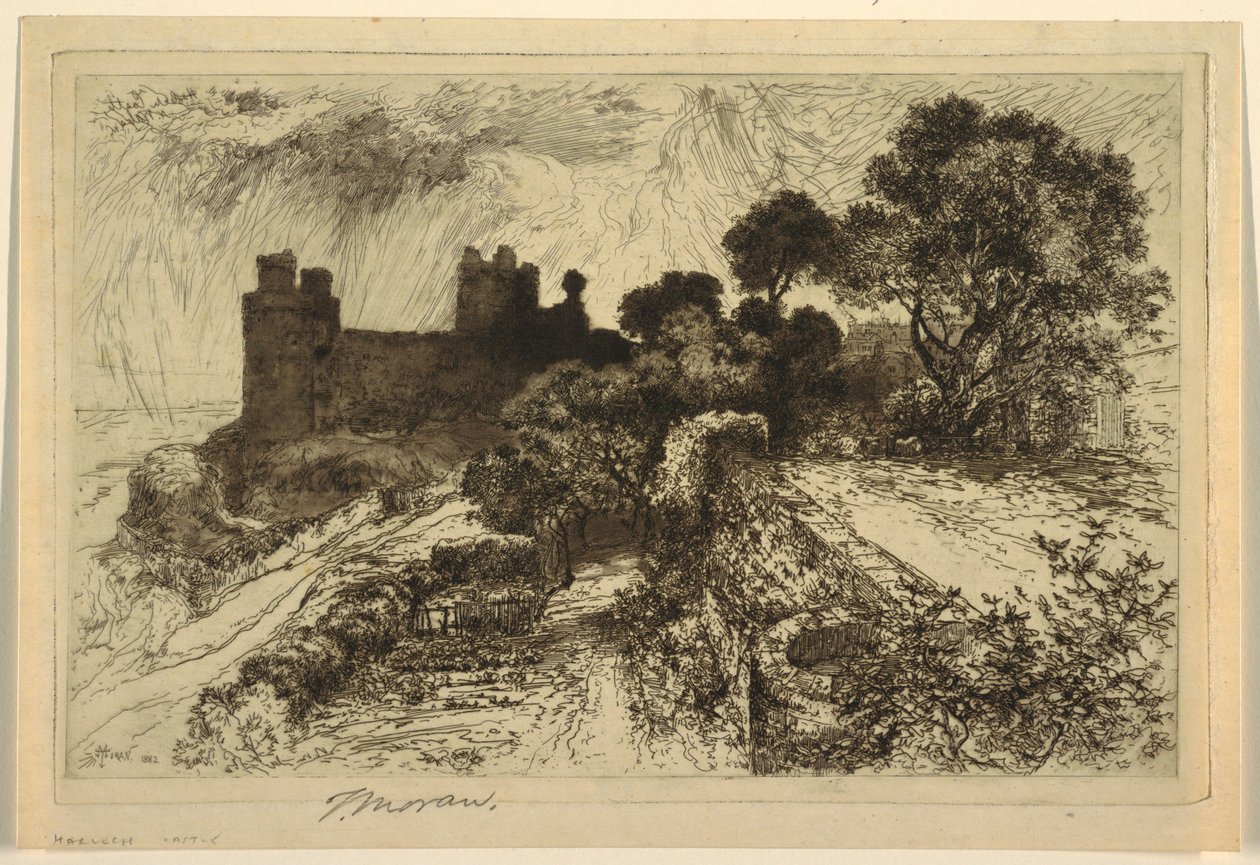 Hrad Harlech, Severní Wales od Thomas Moran
