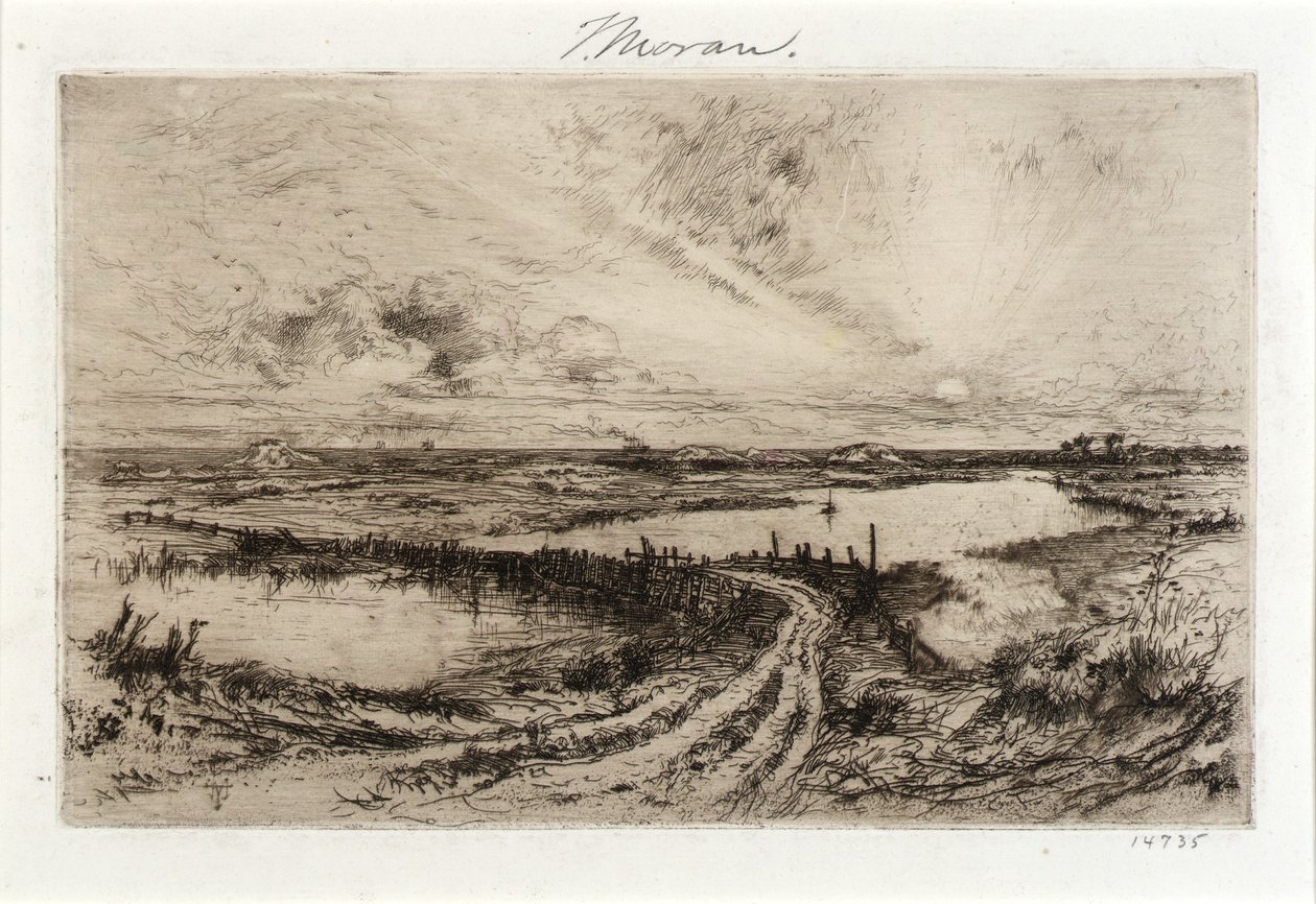 Hook Pond a starý most od Thomas Moran