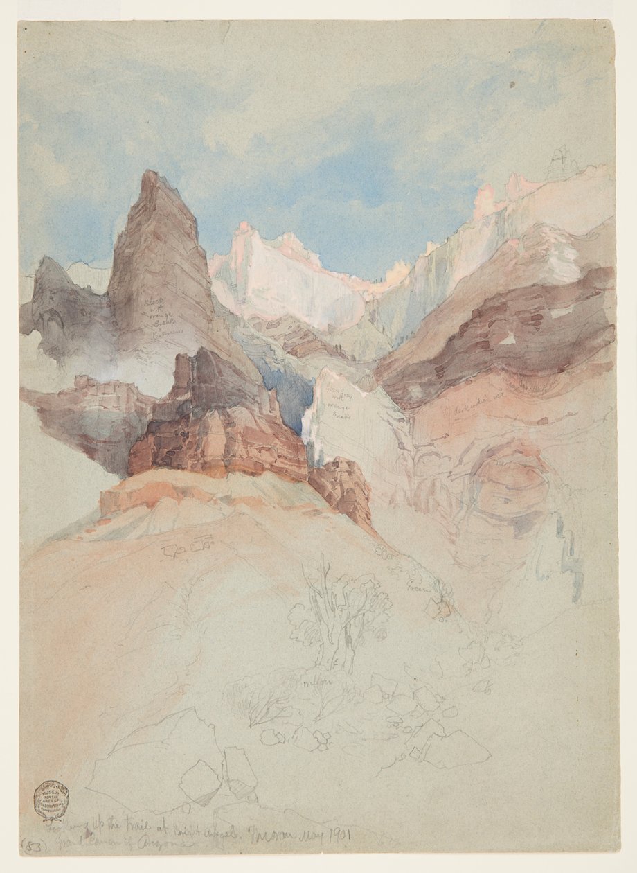Při pohledu na stezku v Bright Angel, Grand Canyon, Arizona od Thomas Moran
