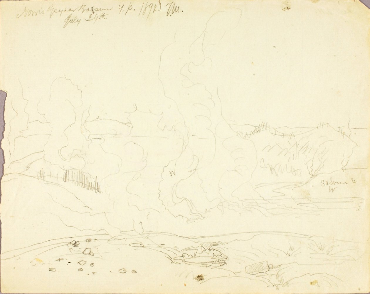 Norris Geyser Basin, Yellowstonský park od Thomas Moran