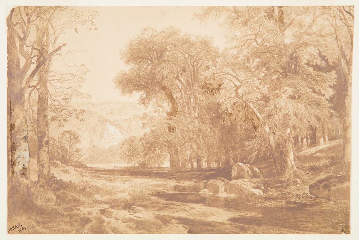 Na Upper Delaware (po kresbě uhlem) od Thomas Moran