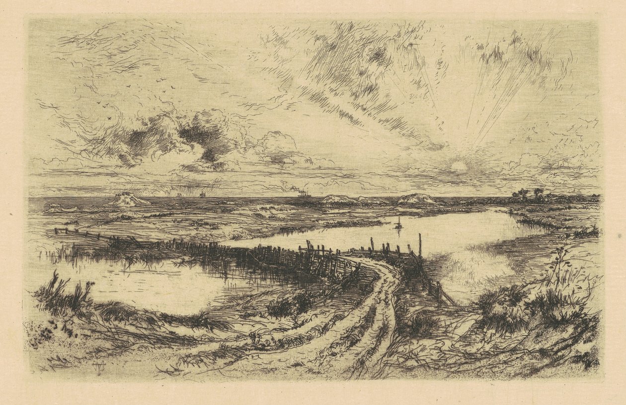 Východ slunce – rybník, Easthampton, Long Island od Thomas Moran