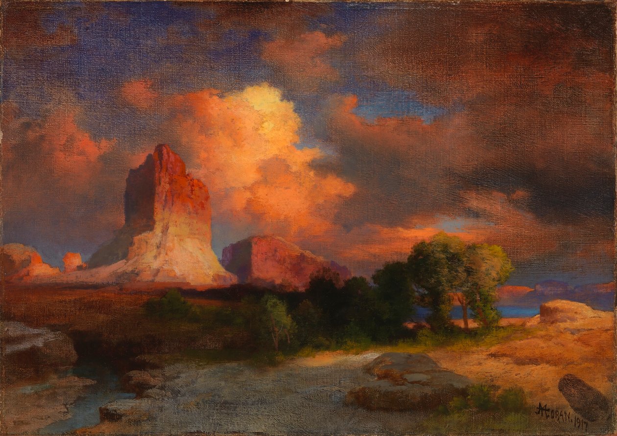 Mrak při západu slunce, Green River, Wyoming od Thomas Moran