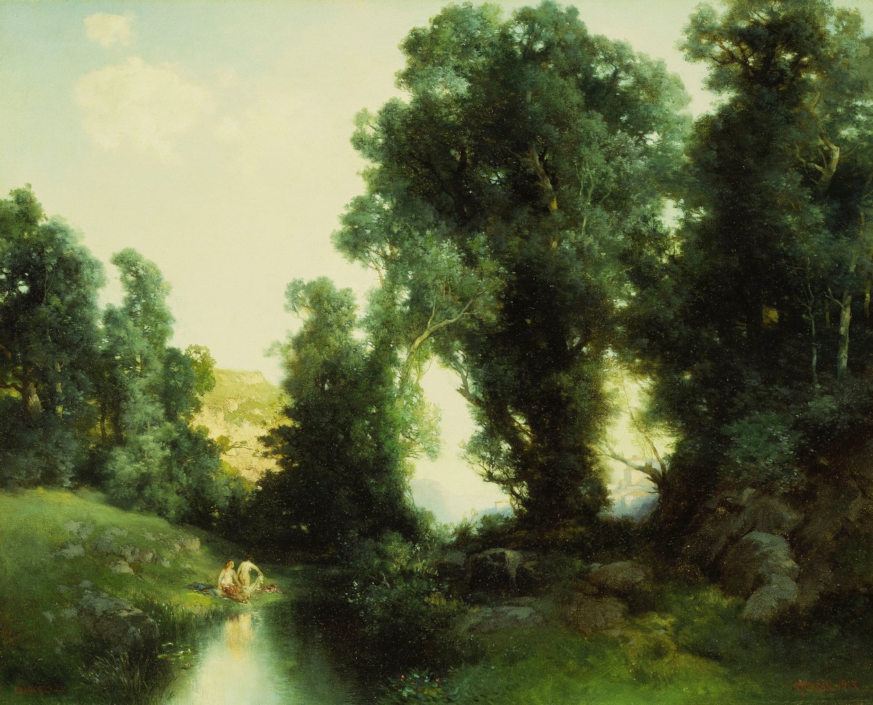 Koupací díra, Cuernavaca, Mexiko, 1913 od Thomas Moran