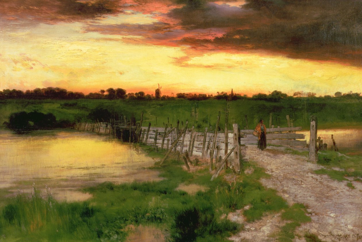 Starý most přes rybník Hook, 1907 od Thomas Moran