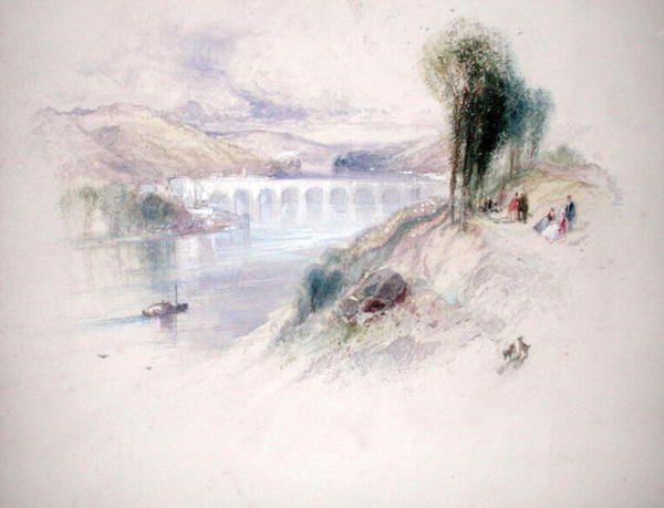 Řeka Schuylkill (tužka a akvarel na papíře) od Thomas Moran
