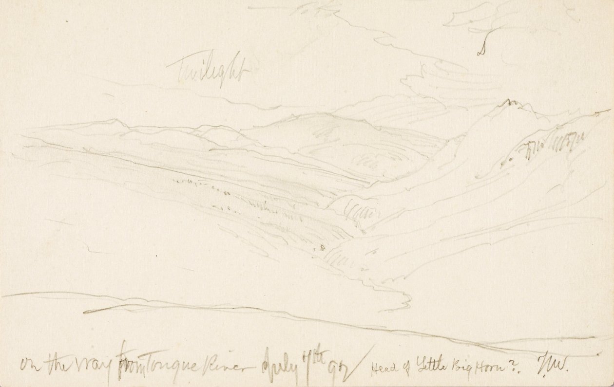 Soumrak na cestě od řeky Tongue (Head of Little Big Horn) od Thomas Moran