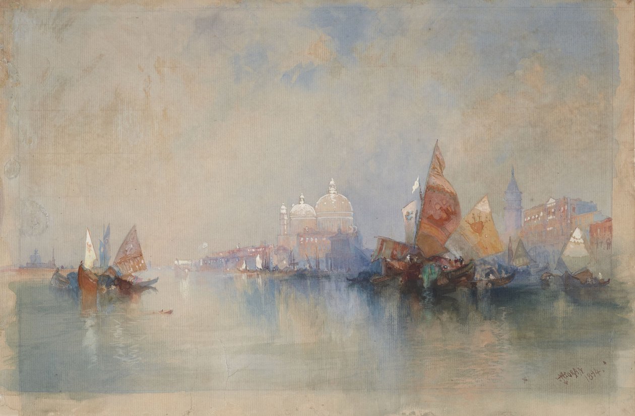 Benátky: laguna s pohledem k Santa Maria della Salute od Thomas Moran
