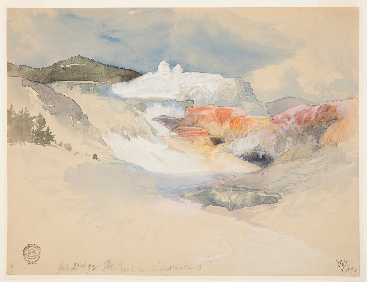 Yellowstone, horké prameny od Thomas Moran