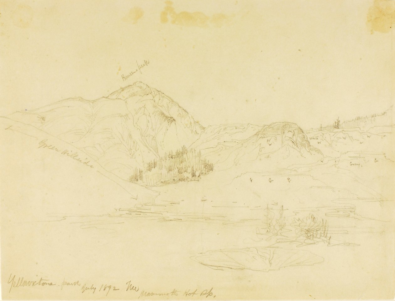 Yellowstonský park, Mammoth Hot Springs od Thomas Moran