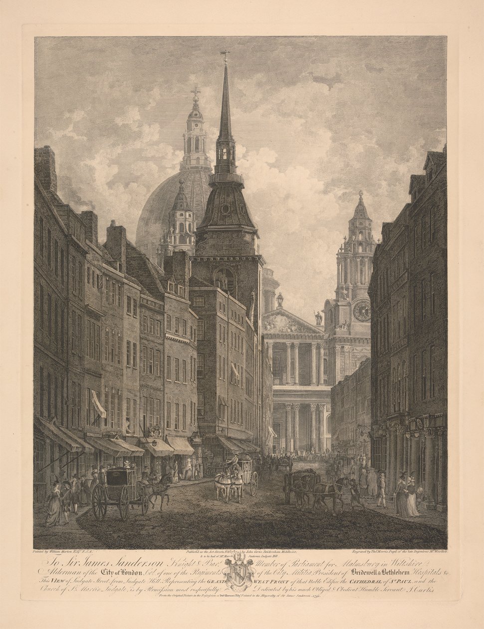 Částečný pohled na západní frontu St. Pauls od Thomas Morris