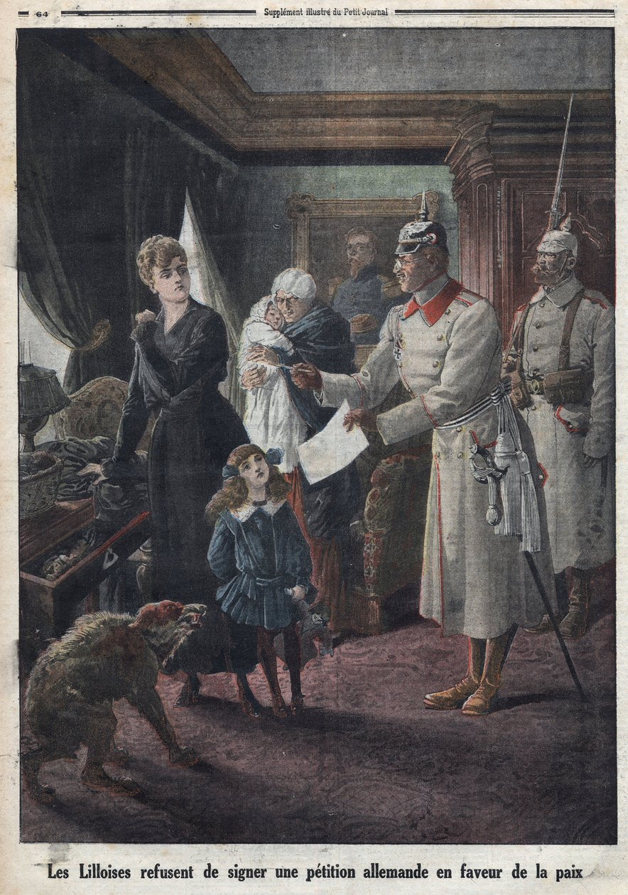 První světová válka: obyvatelé Lille odmítají podepsat petici německých vojáků za mír od Thomas & Mortimer John Hamilton (1741-79) Jones