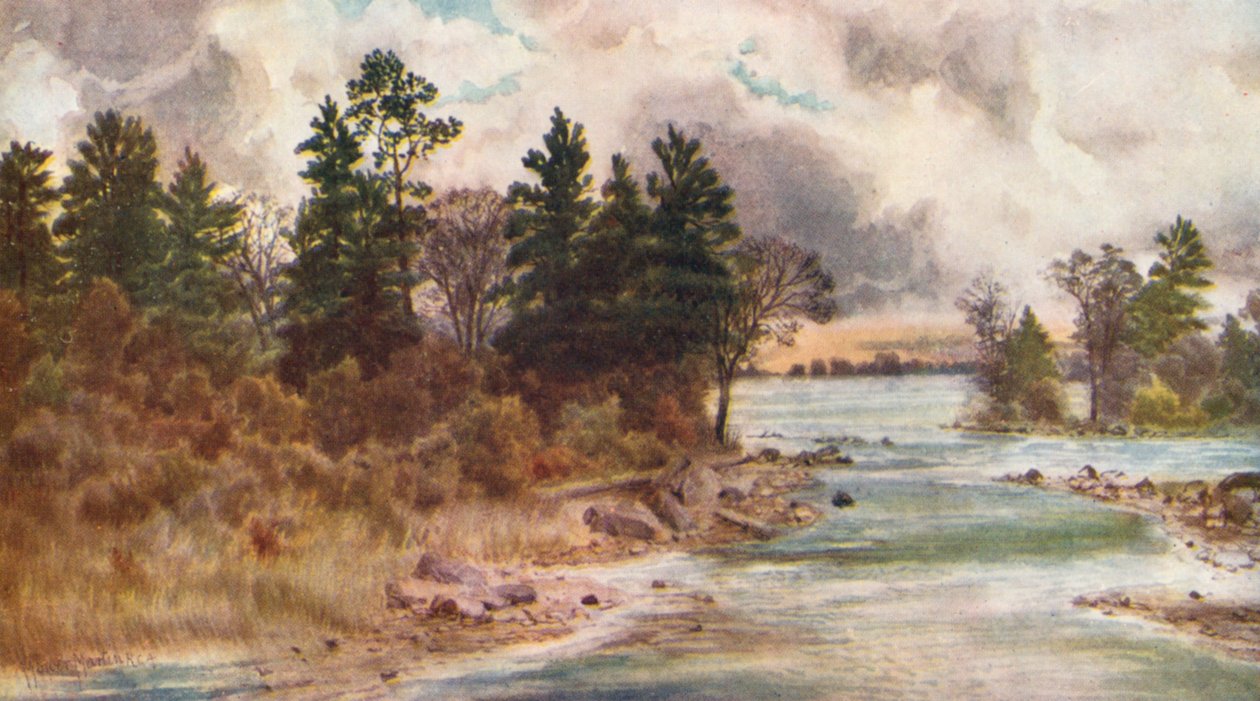Ottawa u Vaudreuil (barevná litografie) od Thomas Mower Martin