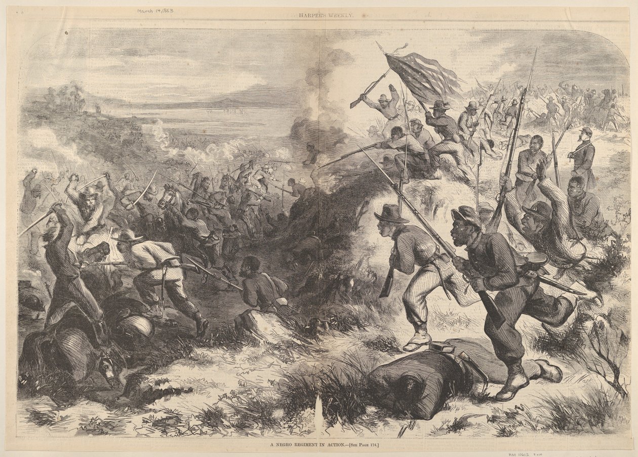Černý pluk v akci z Harpers Weekly, 14. března 1863. od Thomas Nast