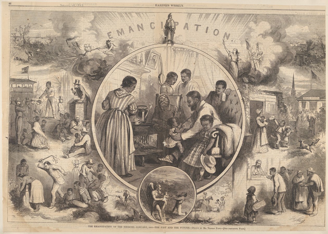Emancipation of the Black – Minulost a budoucnost od Harpers Weekly, 24. ledna 1863. od Thomas Nast