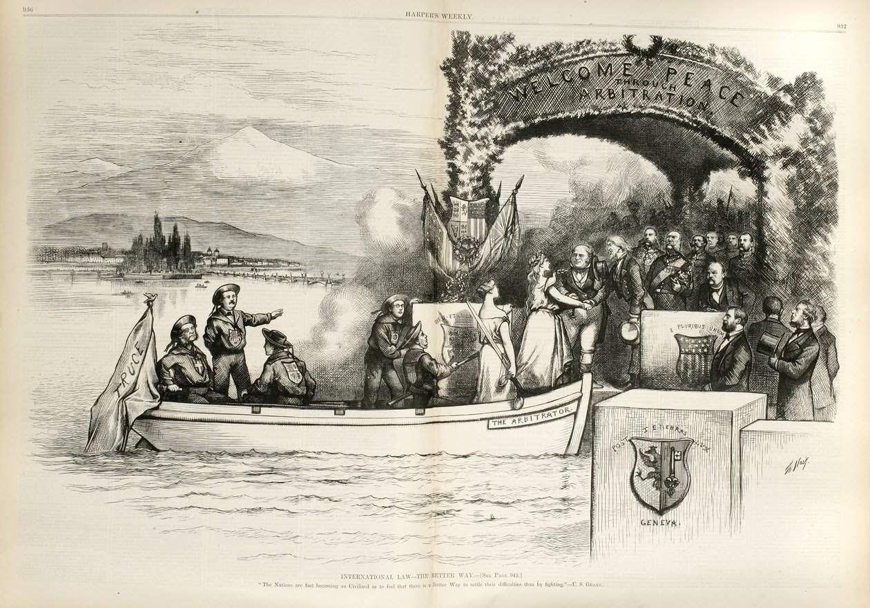 Mezinárodní právo - The Better Way..., 1874 (dřevoryt) od Thomas Nast