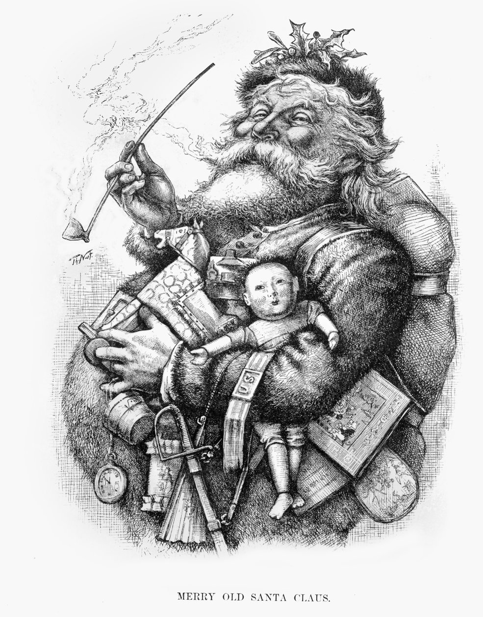 Veselý starý Santa Claus, vyryto umělcem od Thomas Nast