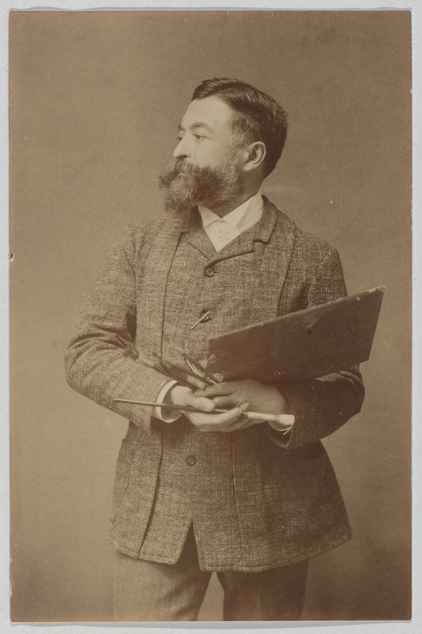 Tříčtvrteční portrét Thomase Nasta s paletou a štětcem od Thomas Nast
