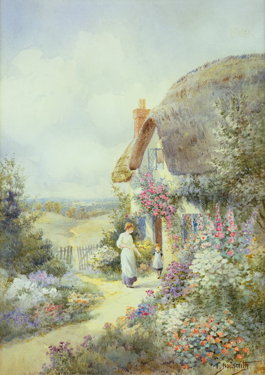 A Cottage Garden, Dorset (akvarel na papíře) od Thomas Noelsmith