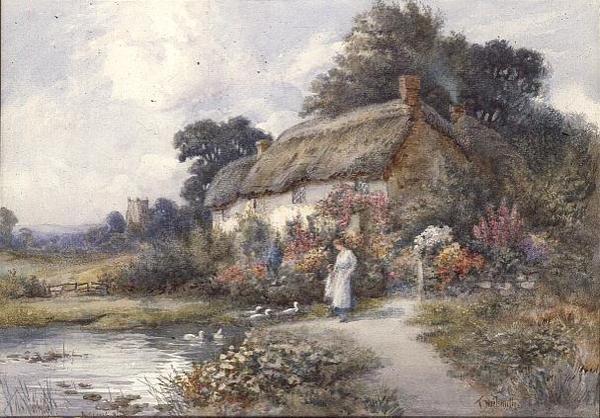 Došková chaloupka, Ringwood, Hampshire (akvarel) od Thomas Noelsmith