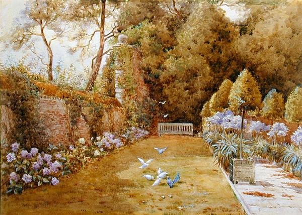 The Court Garden, Hinton (akvarel na papíře) od Thomas Noelsmith