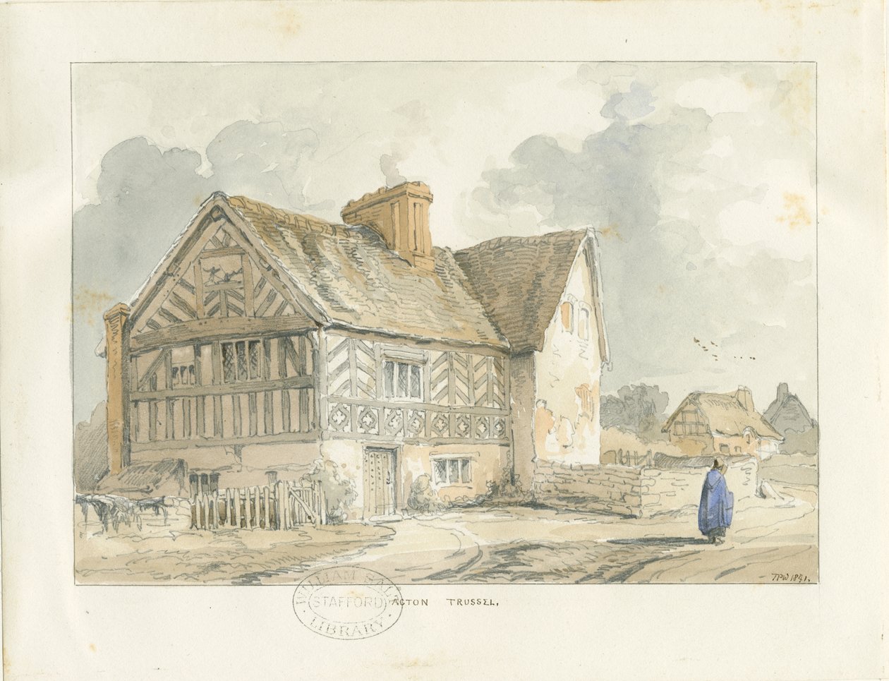 Acton Trussell Old House: malba akvarelem od Thomas Peploe Wood