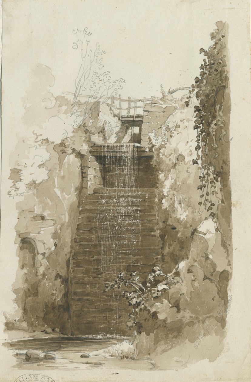 Biddulph - pohled na venkov: kresba perem a lakem, 8. června 1837 (kresba) od Thomas Peploe Wood