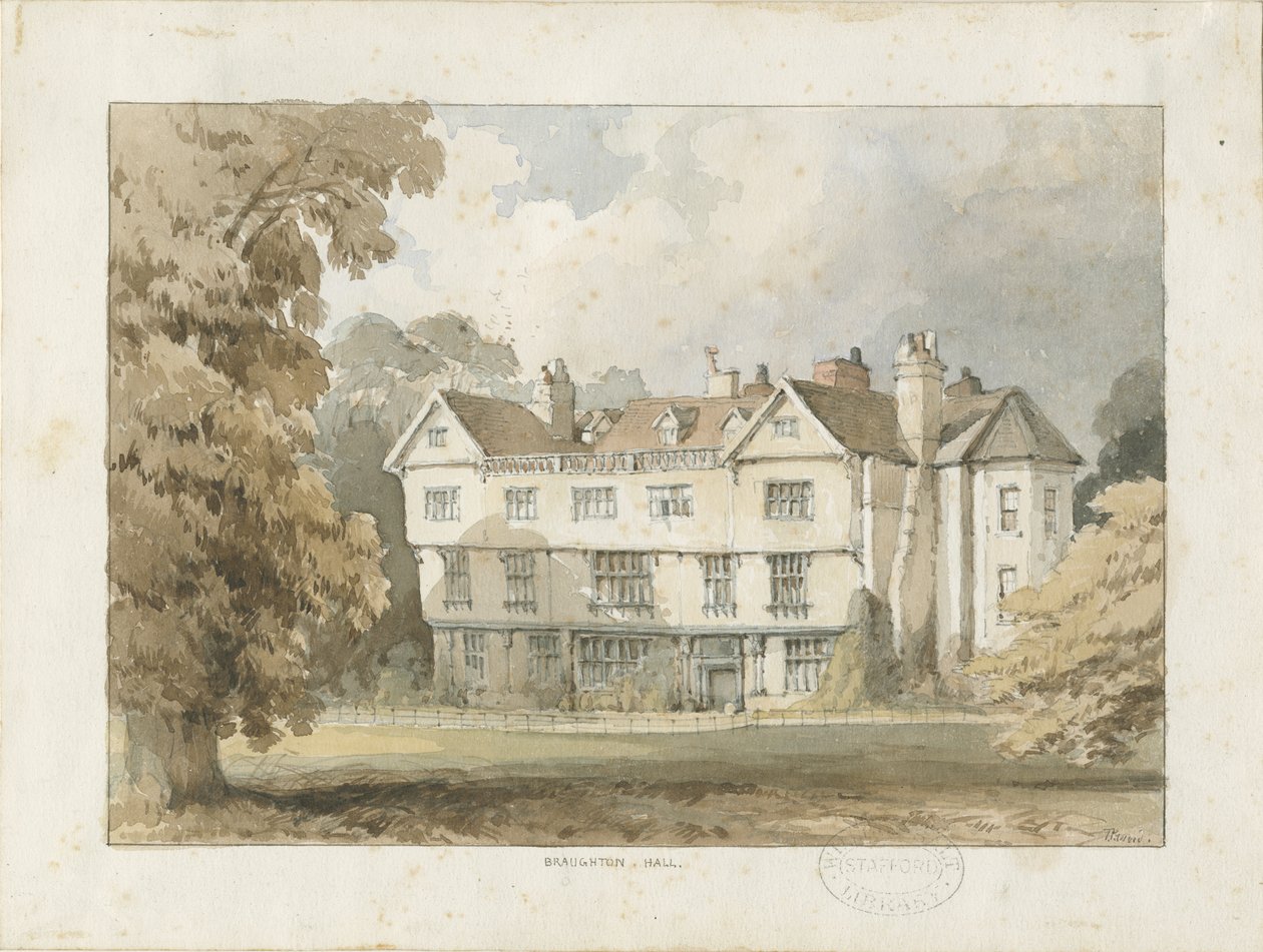 Broughton Hall: malba akvarelem, nd [? 1838] (malba) od Thomas Peploe Wood