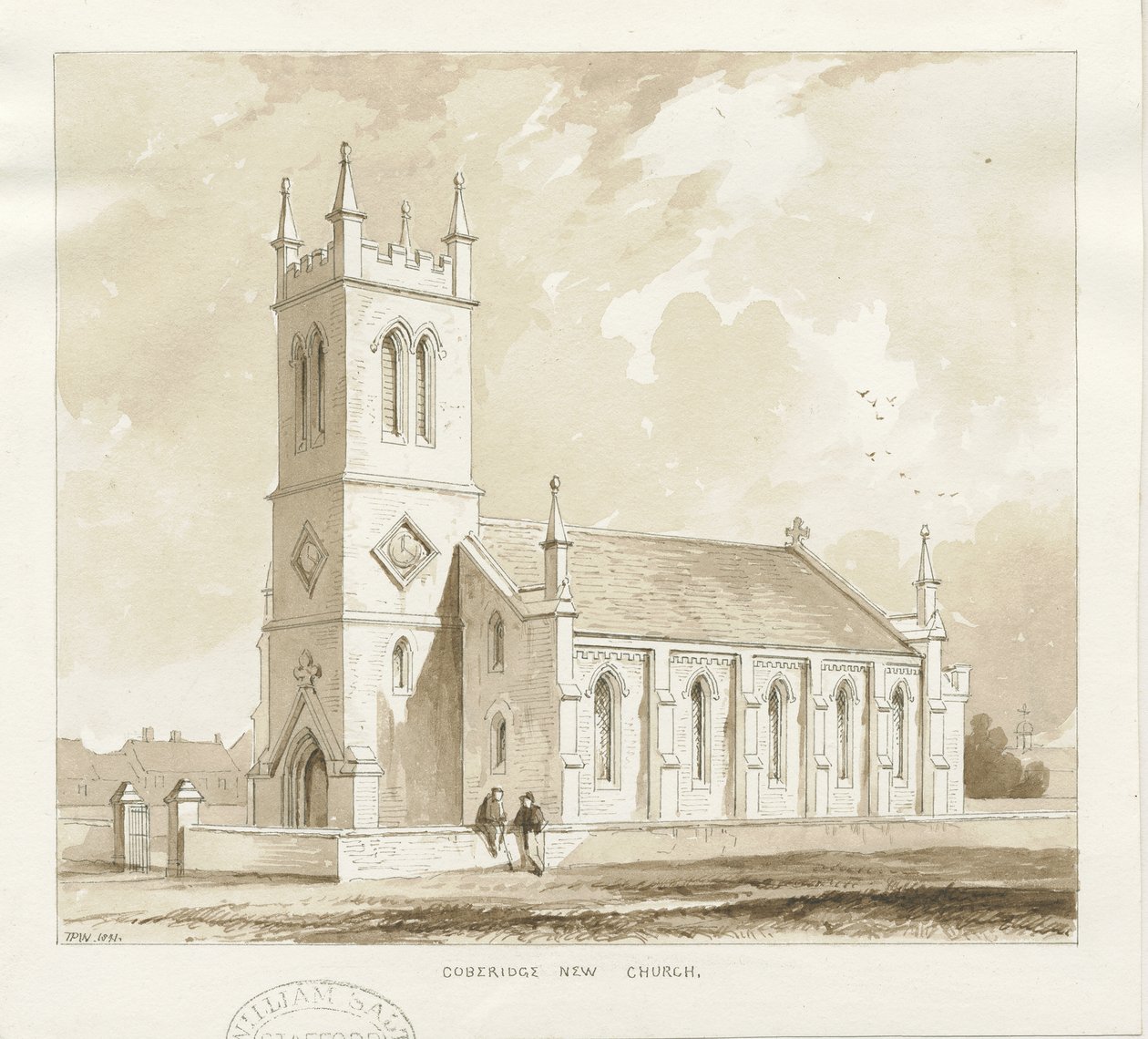 Cobridge Church: perokresba od Thomas Peploe Wood