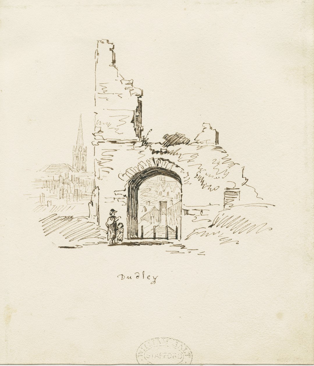 Dudley Castle - The Keep: skica tužkou, nd [19. století] (kresba) od Thomas Peploe Wood