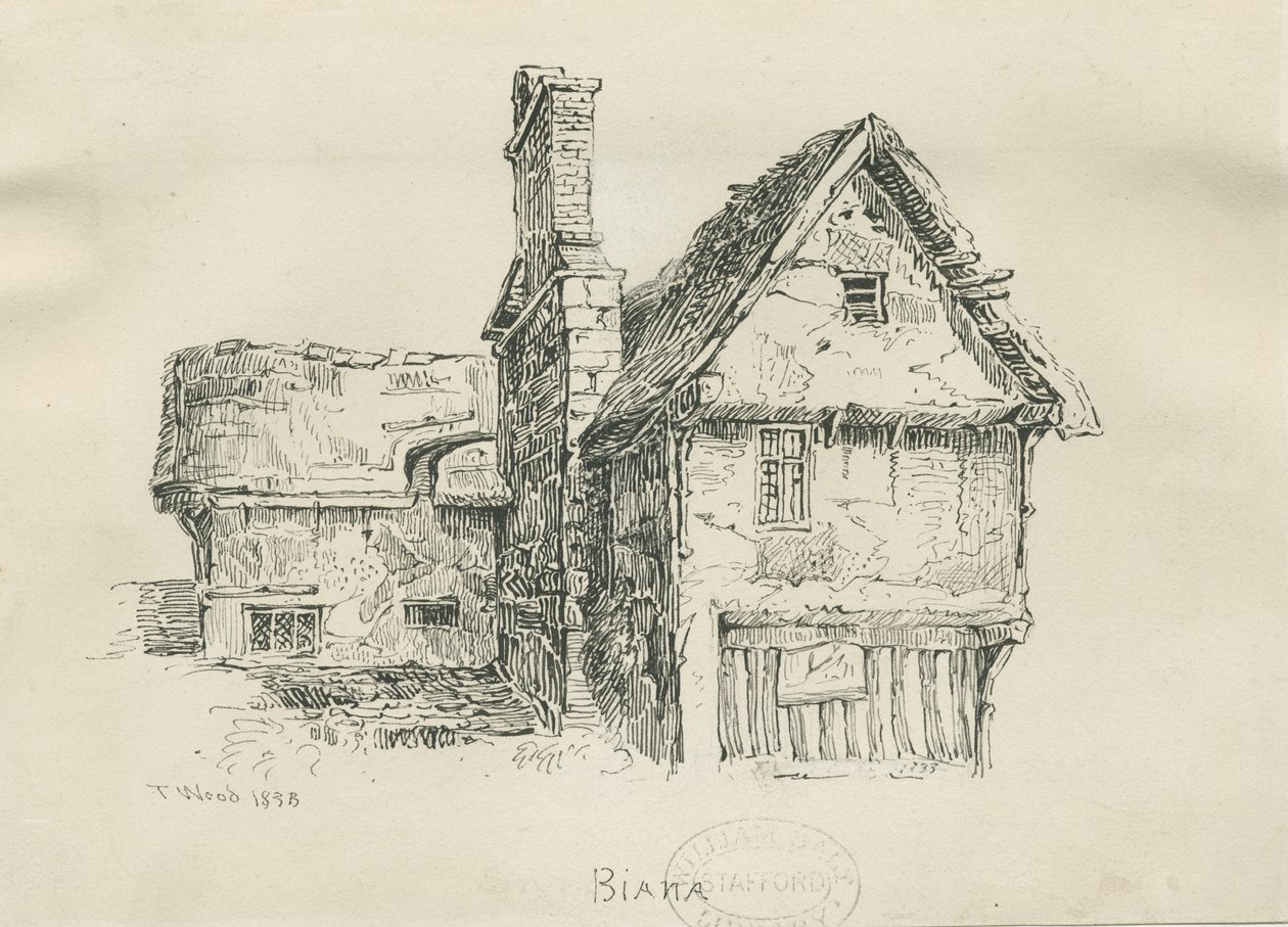 Eccleshall - Biana Hall: kresba perem a tuší, 1833 od Thomas Peploe Wood