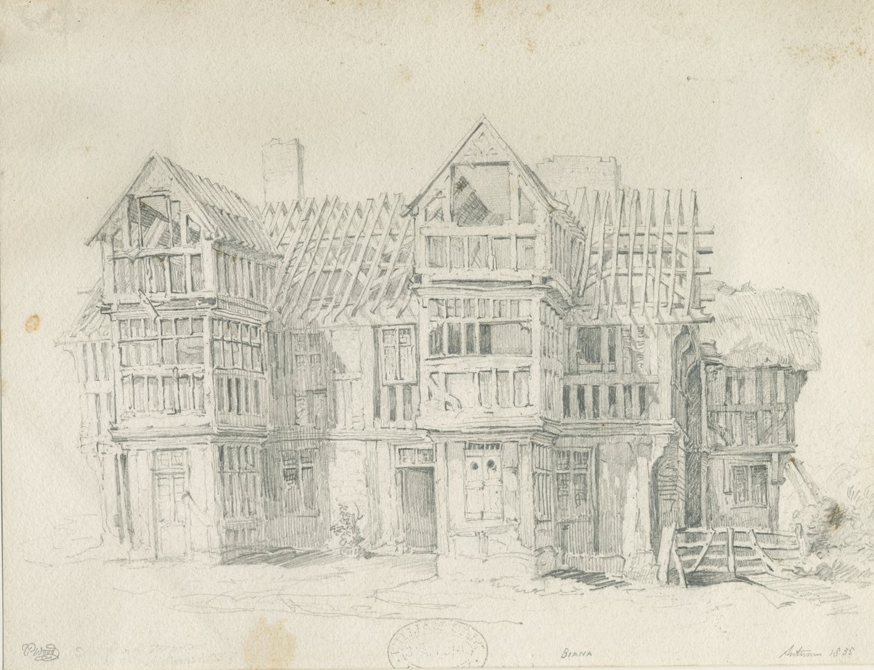 Eccleshall - Biana Hall: kresba tužkou, 1835 od Thomas Peploe Wood