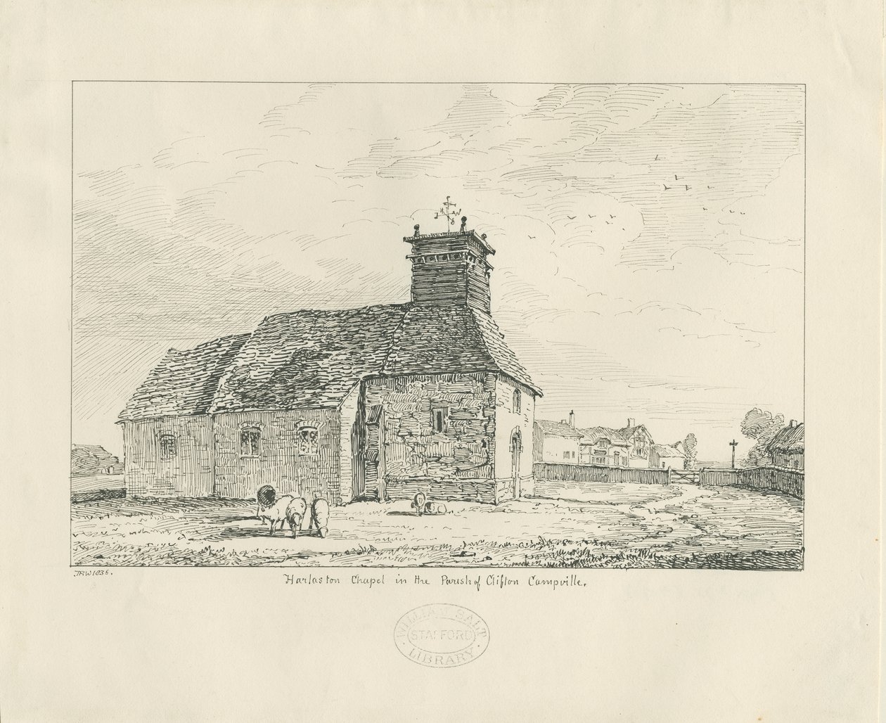 Harlaston Chapel: kresba perem od Thomas Peploe Wood