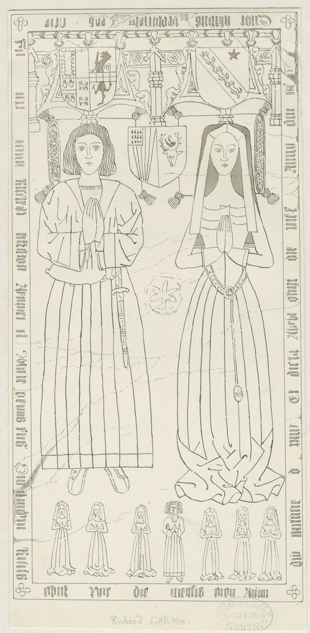 Penkridge Church – Hrob Richarda Littletona: kresba perem a tuší, nd [1842-1845] (kresba) od Thomas Peploe Wood